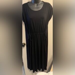 NWT Eileen Fisher Stretchy Short Sleeve Drawstring Midi Dress Size Small